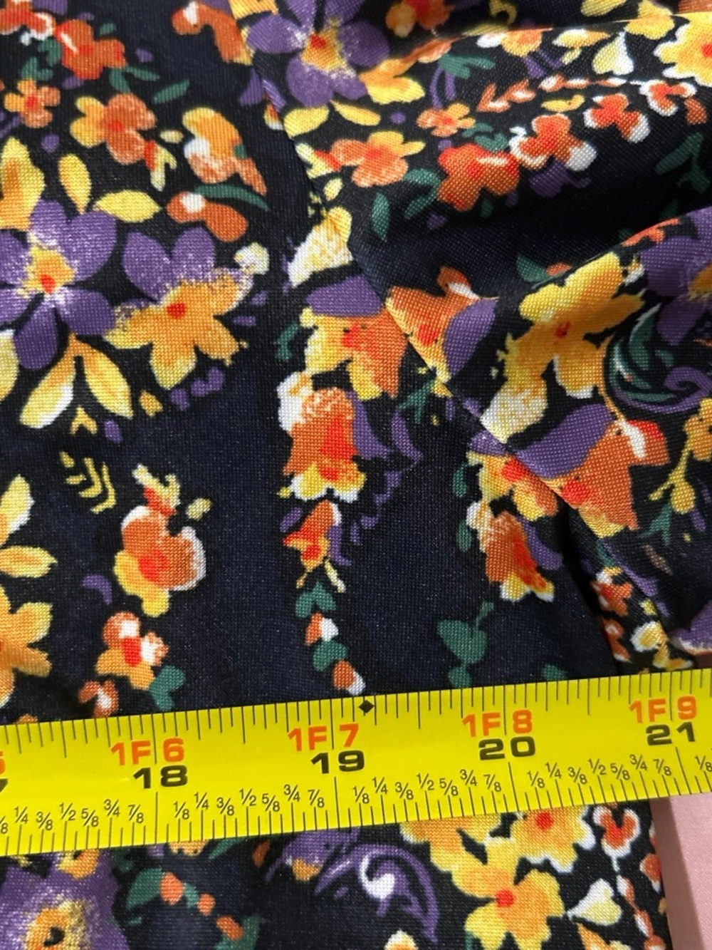 Roz & Ali Navy Cold-Shoulder V-Neck Top with Purple & Yellow Floral Print - Picture 6 of 7